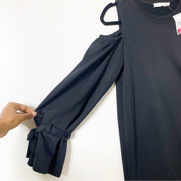 Lush Cold Shoulder Long Sleeve Black Dress Size Small NWT - Picture 3 of 7